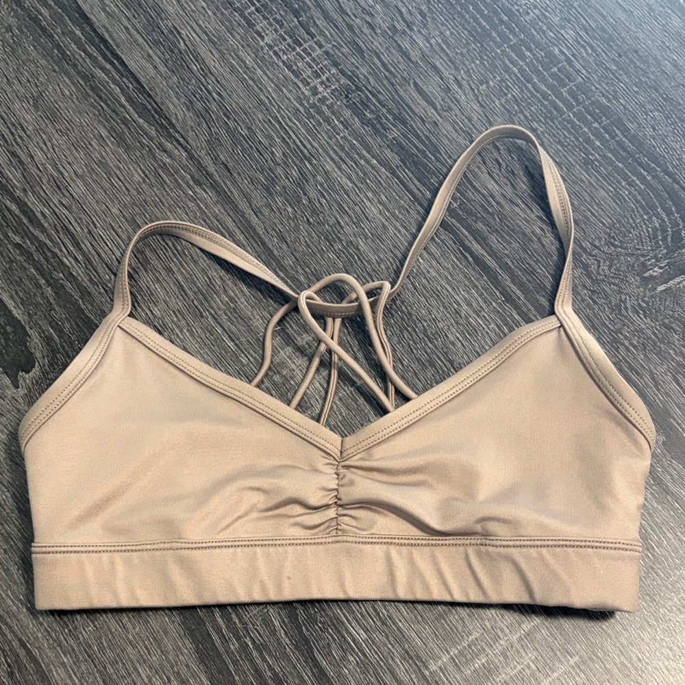 ALO Yoga Beige Strappy Sports Bra